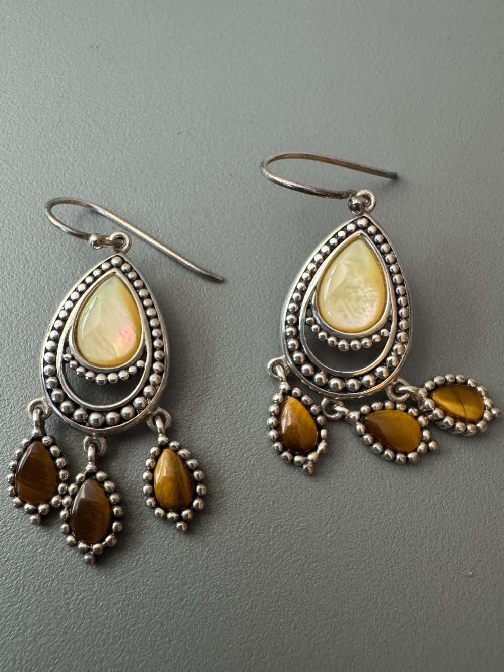 Vintage Sterling Silver Boho Chandelier Dangle Earrings